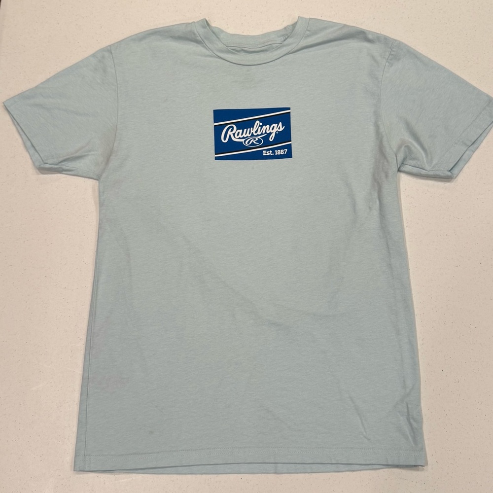 Rawlings Leather Light Powder Blue Men's T-Shirt Medium